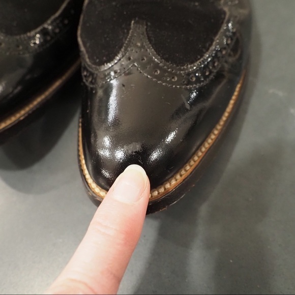 Stacy Adams sz 10D black leather suede wingtip derby shoes - Picture 13 of 16